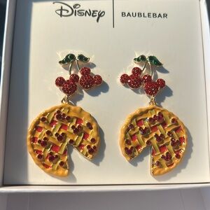 Disney’sBaublebar Mickey with cherry pie drop earrings 2 1/2 inches